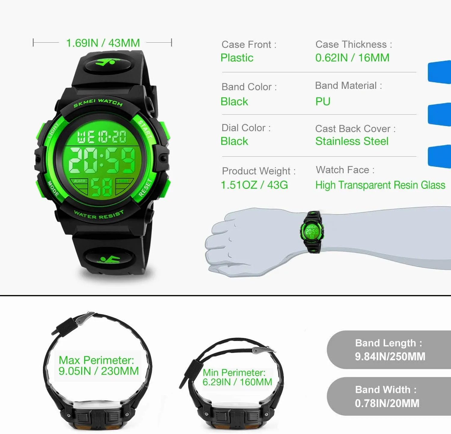 cofuo Kids Digital Sports Watch for Boys Girls, Boy Waterproof Casual Electronic Analog Quartz 7 Colorful Led Watches with Alarm Stopwatch Silicone Band Luminous Wristatches