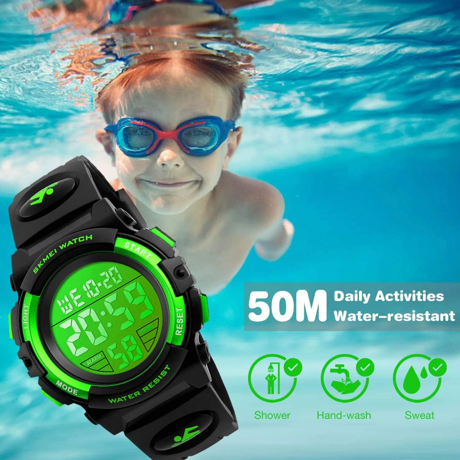 cofuo Kids Digital Sports Watch for Boys Girls, Boy Waterproof Casual Electronic Analog Quartz 7 Colorful Led Watches with Alarm Stopwatch Silicone Band Luminous Wristatches