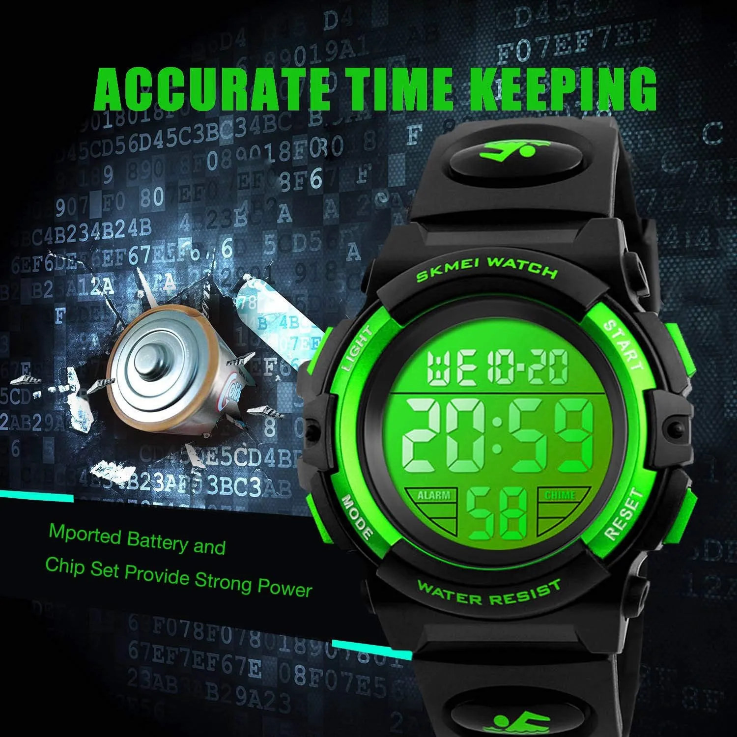cofuo Kids Digital Sports Watch for Boys Girls, Boy Waterproof Casual Electronic Analog Quartz 7 Colorful Led Watches with Alarm Stopwatch Silicone Band Luminous Wristatches