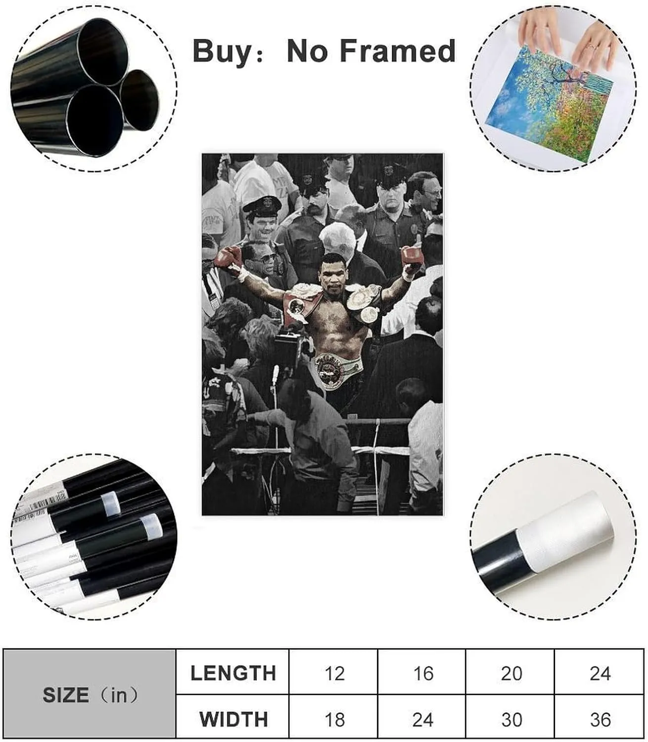colagu Mike Tyson Boxing Poster 6 Canvas Poster Bedroom Decor Landscape Office Room Decor Gift Unframe:12x18inch(30x45cm)