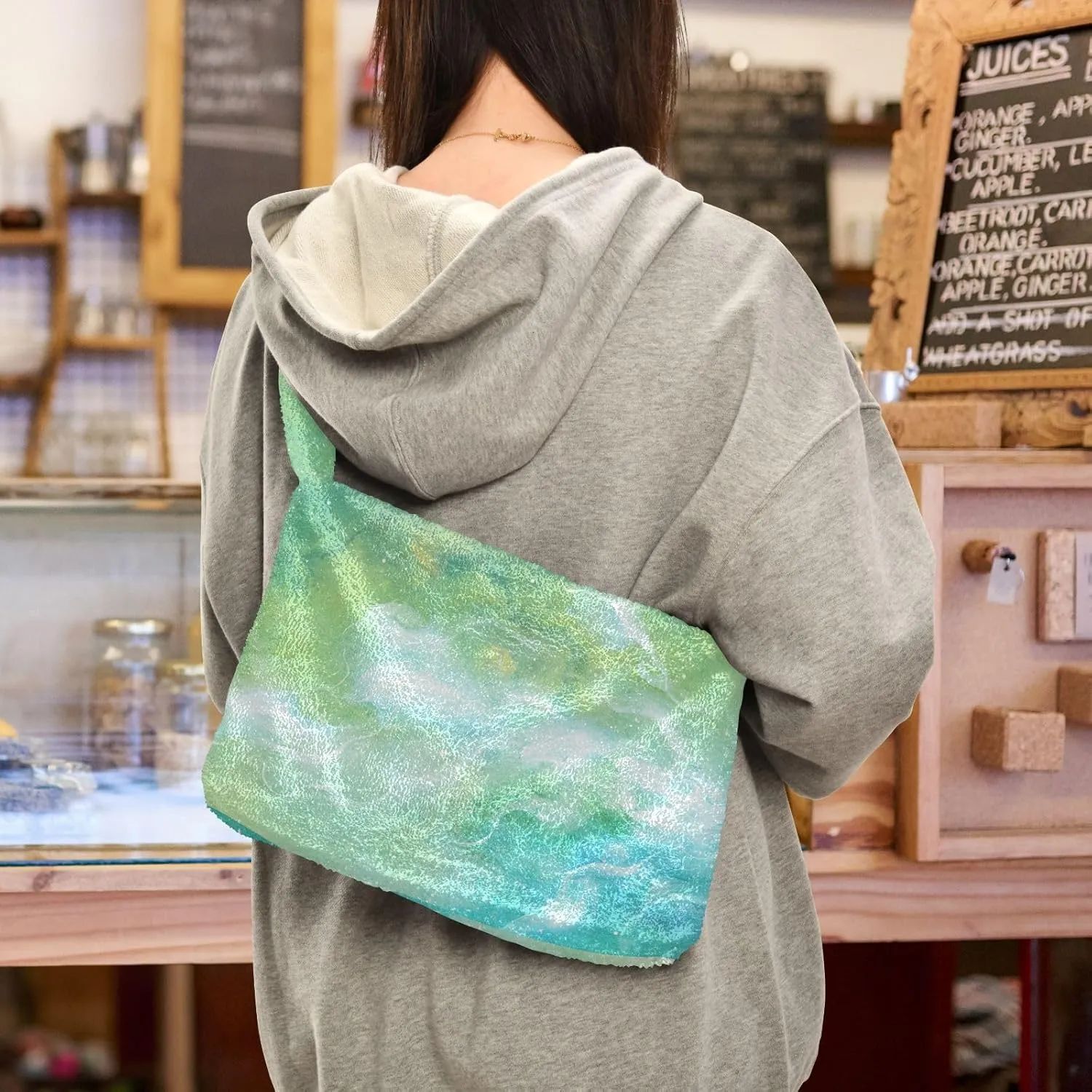 Colored Ink Fluffy Furry Tote Bag Large Fuzzy Cute Plush Bag Women Shoulder Handbag Purse for Autumn and Winter Multicolor 1