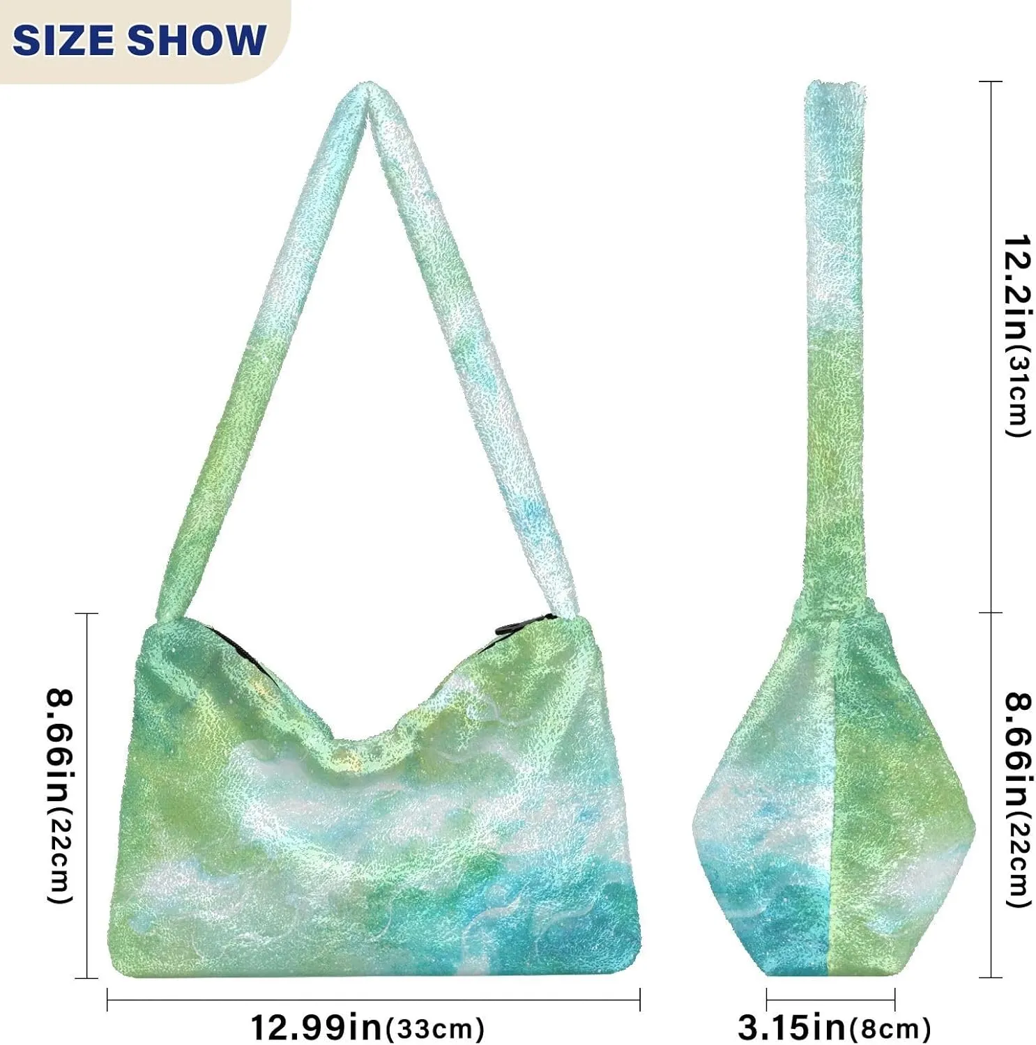 Colored Ink Fluffy Furry Tote Bag Large Fuzzy Cute Plush Bag Women Shoulder Handbag Purse for Autumn and Winter Multicolor 1