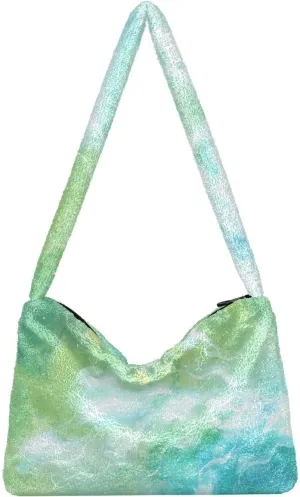 Colored Ink Fluffy Furry Tote Bag Large Fuzzy Cute Plush Bag Women Shoulder Handbag Purse for Autumn and Winter Multicolor 1
