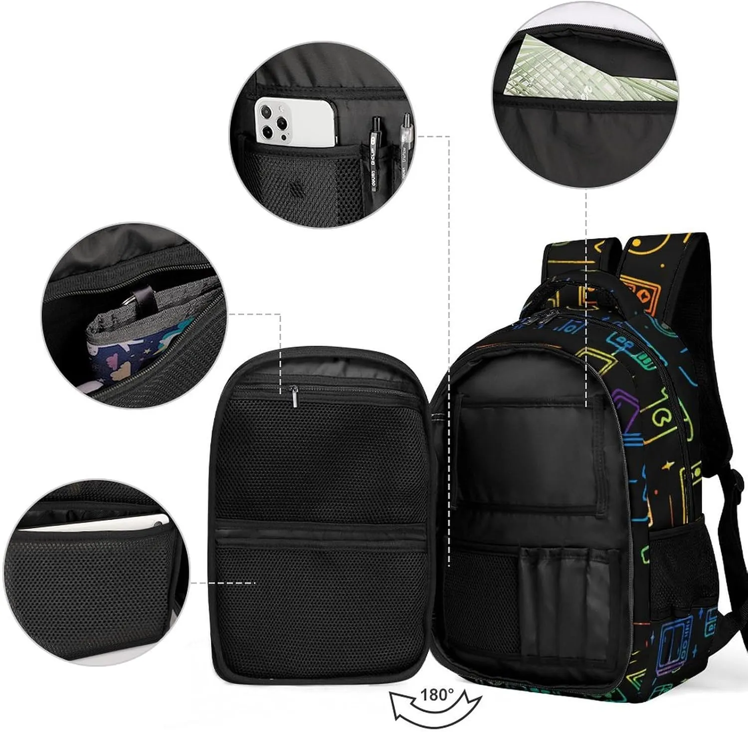 Colorful Game Video Gaming Capacity Commuter Lightweight Fashion Travel Backpack Unisex