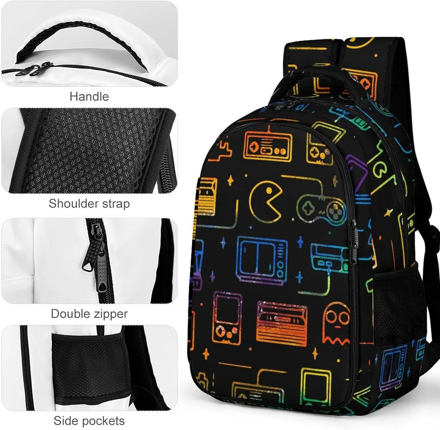 Colorful Game Video Gaming Capacity Commuter Lightweight Fashion Travel Backpack Unisex