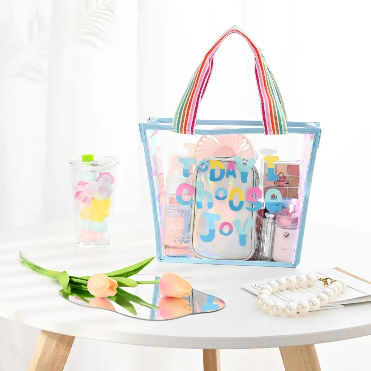 Colorful Laser Handbag, One Shoulder Waterproof Large Capacity Jelly Bag, Beach Bag, Swimming Bag, Student Storage Bag