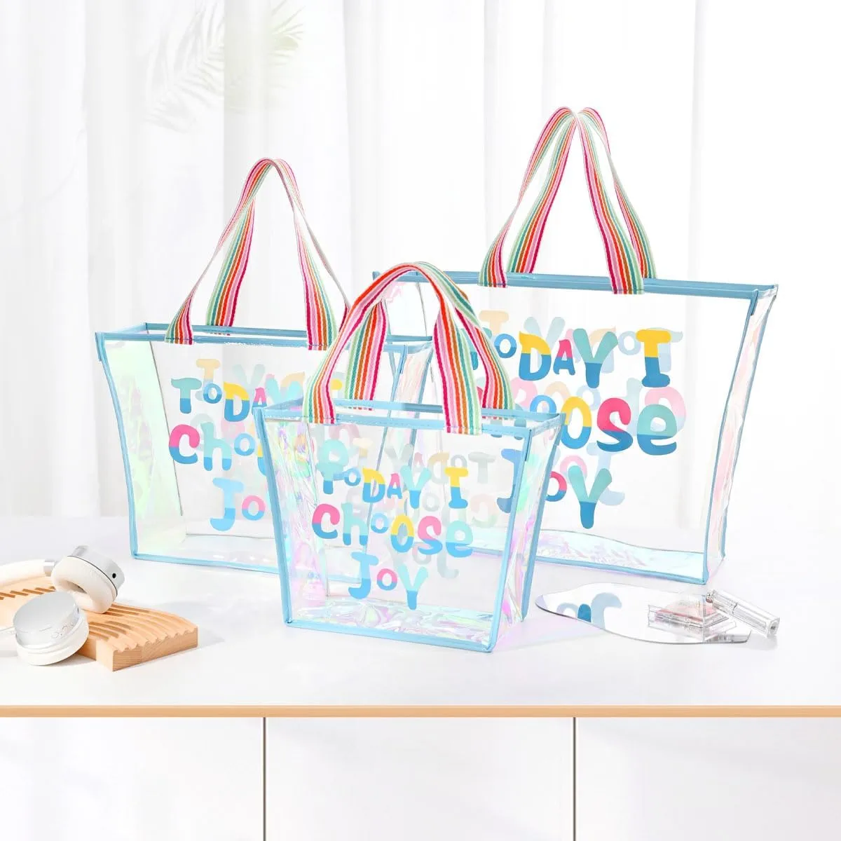 Colorful Laser Handbag, One Shoulder Waterproof Large Capacity Jelly Bag, Beach Bag, Swimming Bag, Student Storage Bag