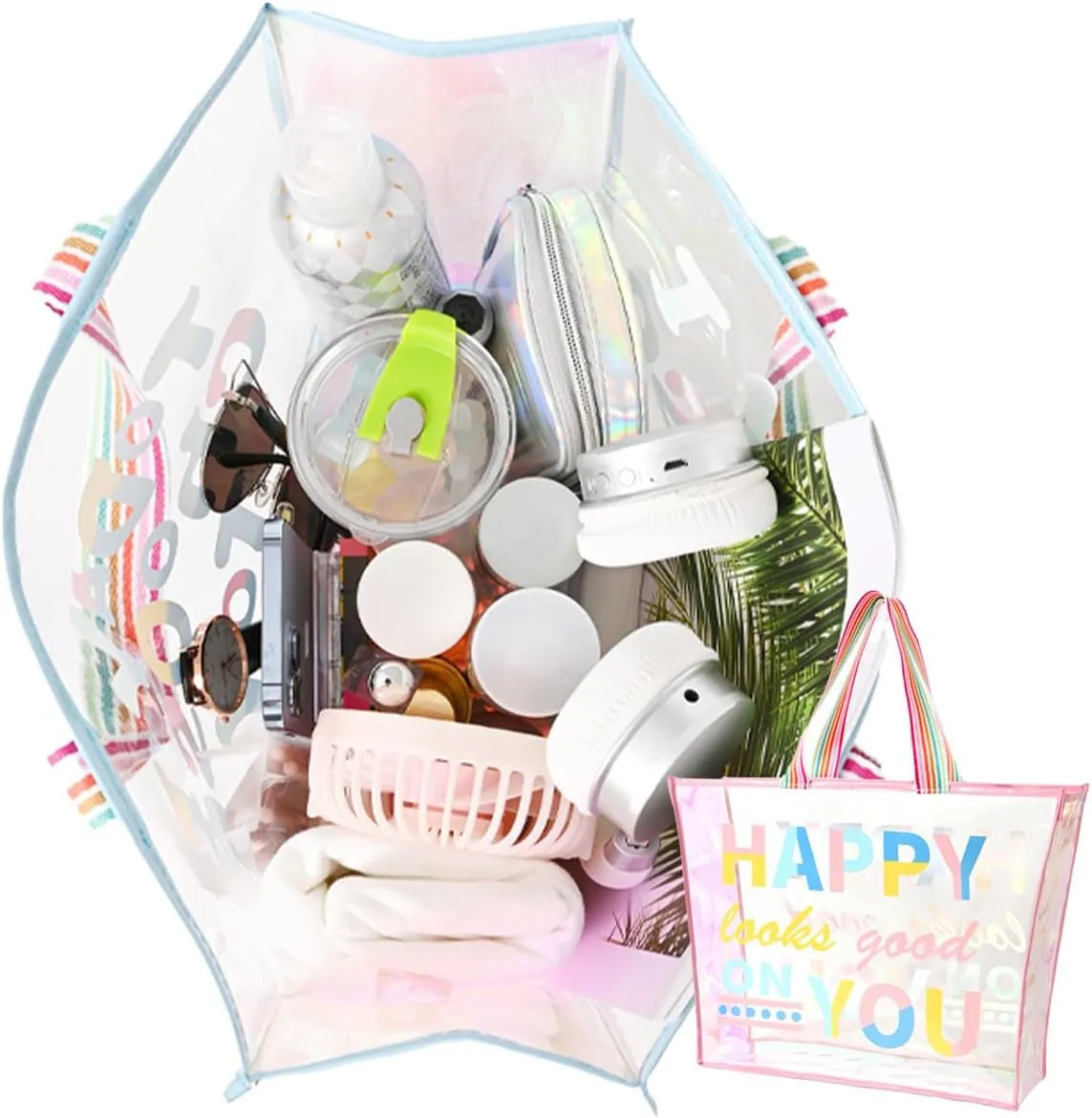 Colorful Laser Handbag, One Shoulder Waterproof Large Capacity Jelly Bag, Beach Bag, Swimming Bag, Student Storage Bag
