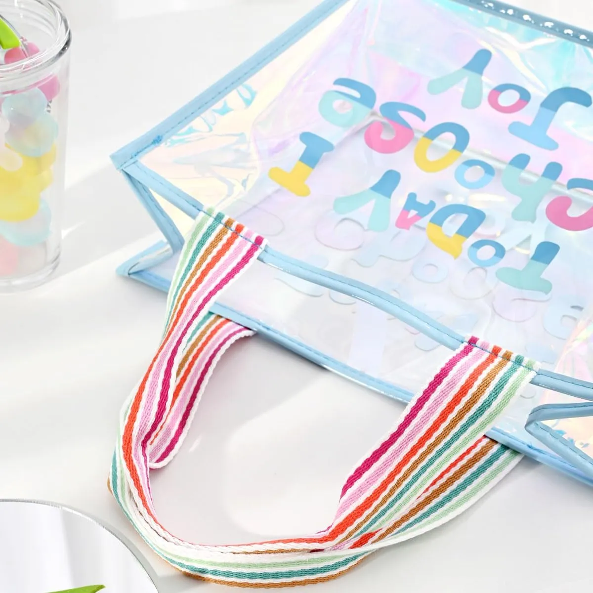 Colorful Laser Handbag, One Shoulder Waterproof Large Capacity Jelly Bag, Beach Bag, Swimming Bag, Student Storage Bag