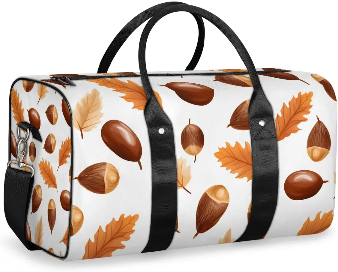 Colorful Leaves Pinecone Travel Duffel Bag for Women Men Waterproof Foldable Overnight Weekender Bag Large Capacity Sports Gym Bag