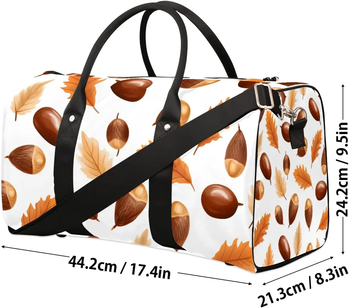 Colorful Leaves Pinecone Travel Duffel Bag for Women Men Waterproof Foldable Overnight Weekender Bag Large Capacity Sports Gym Bag