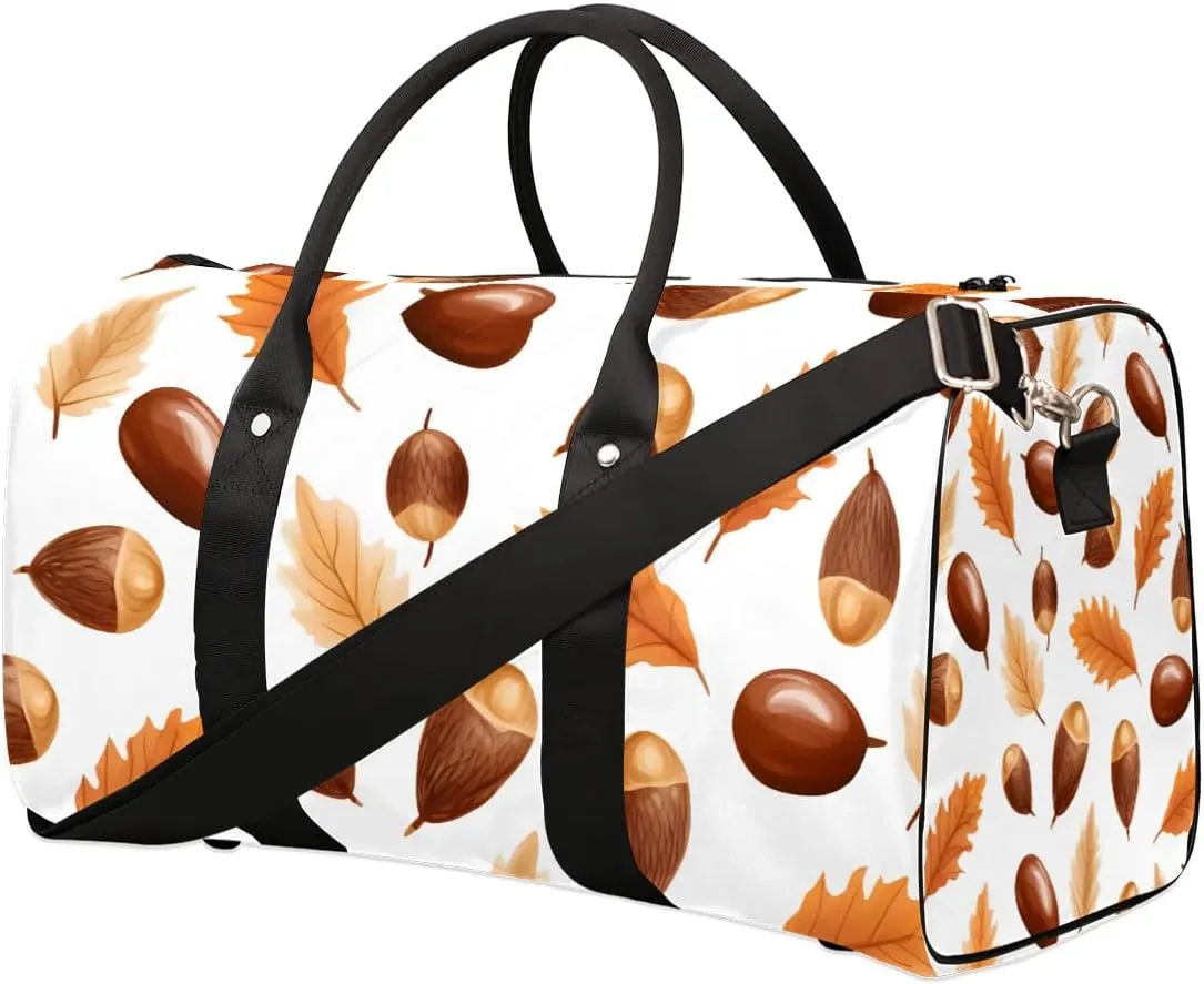 Colorful Leaves Pinecone Travel Duffel Bag for Women Men Waterproof Foldable Overnight Weekender Bag Large Capacity Sports Gym Bag