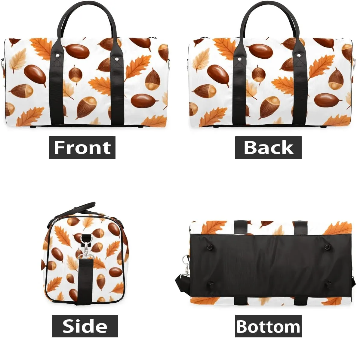 Colorful Leaves Pinecone Travel Duffel Bag for Women Men Waterproof Foldable Overnight Weekender Bag Large Capacity Sports Gym Bag