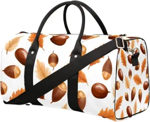 Colorful Leaves Pinecone Travel Duffel Bag for Women Men Waterproof Foldable Overnight Weekender Bag Large Capacity Sports Gym Bag