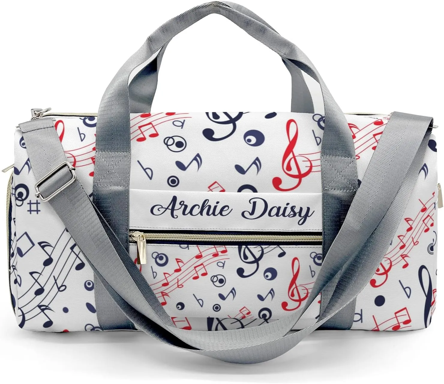 Colorful Musical Notes Personalized Duffel Bags Customized Multi-Function Travel Bag Gym Sports Bag Dance Ballet Overnight Carry On Weekend Bag