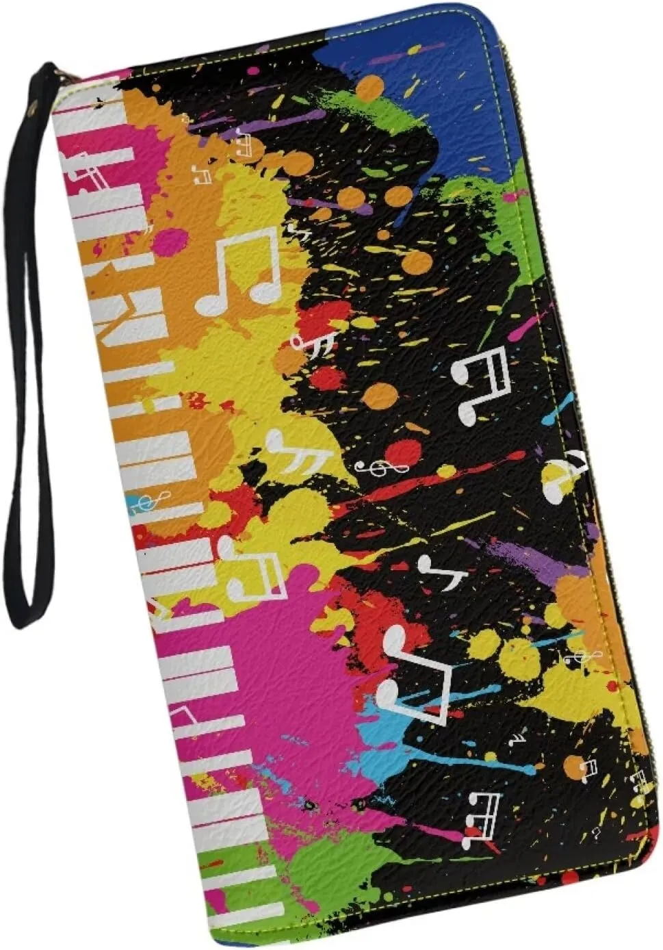 Colorful Piano Music Clutch Wristlet Women Long Wallet RFID Blocking Credit Card Holder PU Ladies Purse Handbags