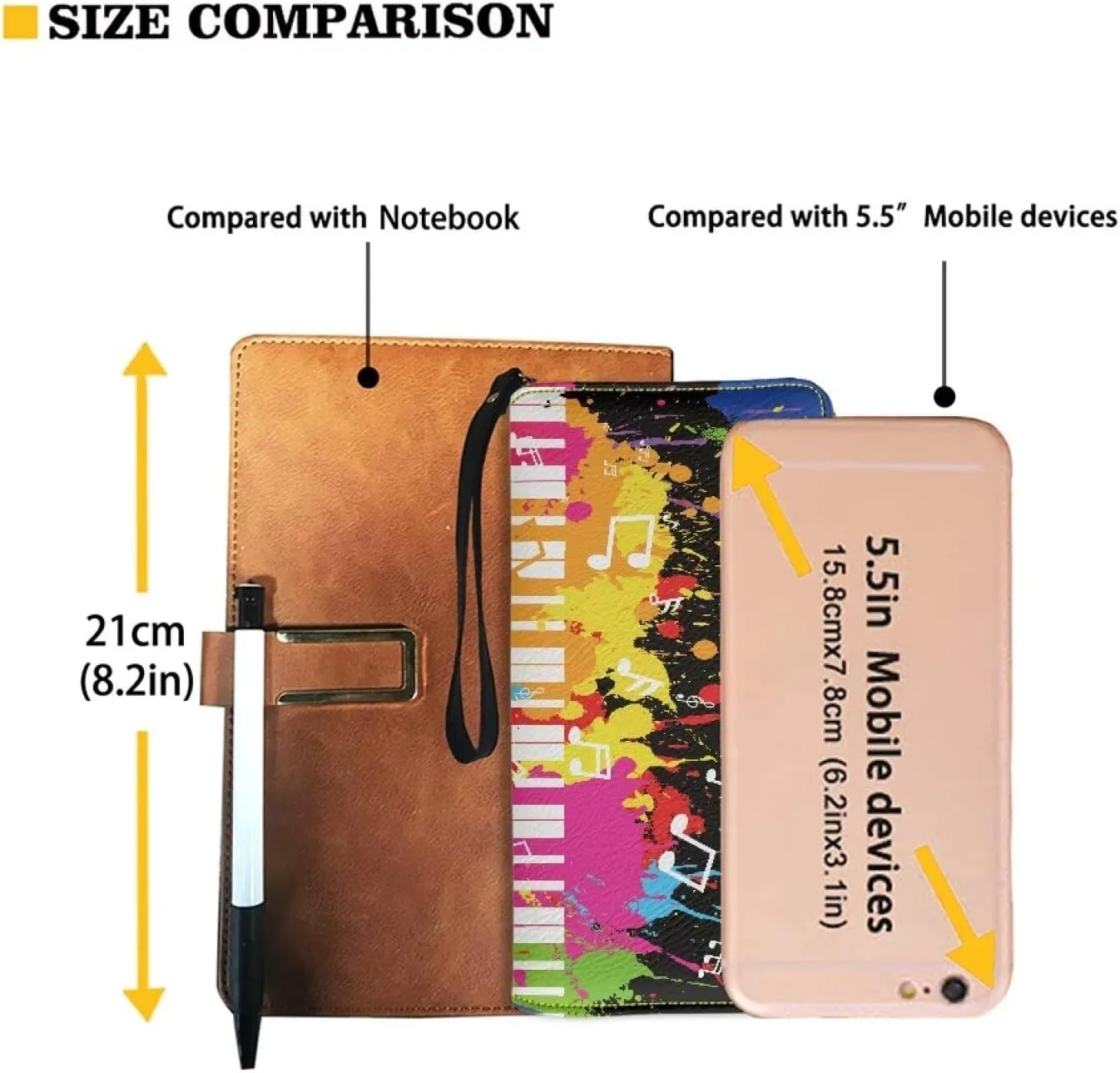 Colorful Piano Music Clutch Wristlet Women Long Wallet RFID Blocking Credit Card Holder PU Ladies Purse Handbags