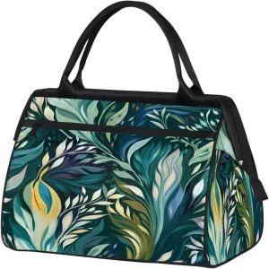 Colorful Watercolor Leaves Travel Duffel Bag Gym Tote Bag for Women Men Waterproof Weekend Overnight Bag Carry On Tote Luggage with Pocket Personal Item Bags Sports Bag fit Travel Sports Gym Yoga