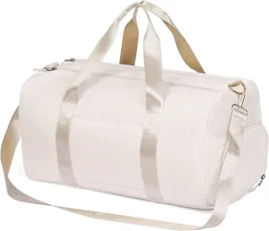 COLOYDuffle Bag for Women, Sports Duffel Bag with Wet Pocket & Shoe Compartment, Overnight Weekender Travel Bag(Pink)(Beige)