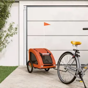 Comfortable Pet Bike Trailer for Safe and Enjoyable Rides, Sturdy Iron Frame with, Vibrant Orange
