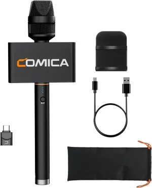 COMICA Revo S Wireless Handheld Microphone, Professional Handheld Interview Mic for iPhone16 15, Android Phones Laptops PC with USB-C Plug, Reporter Mic for Content Creators, Interviews, Reporting