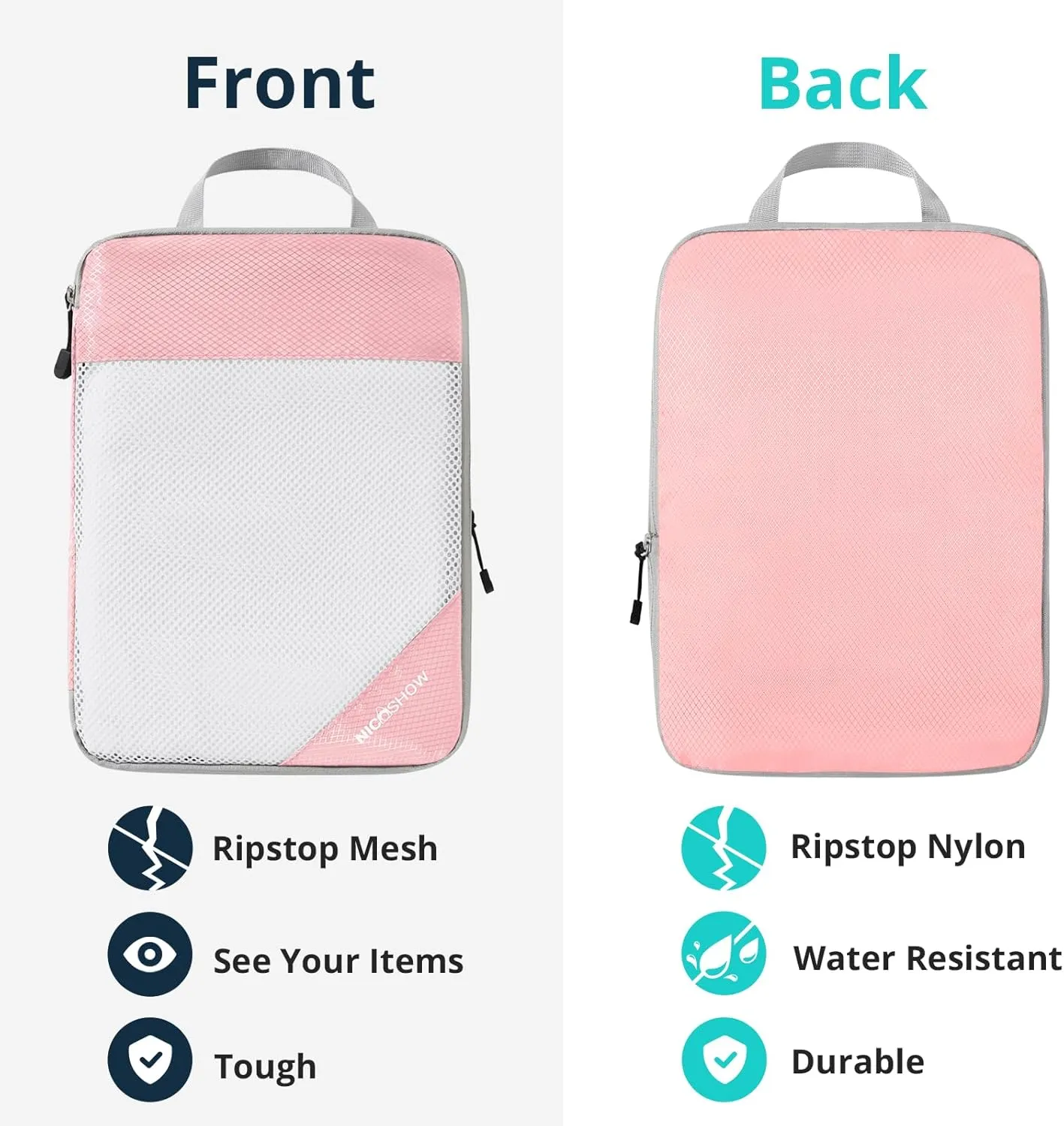 Compression Packing Cubes 6 Set, Compressible Space-Saving Packing Cubes for Travel - Compression Bags, Luggage Organizer, Travel Essentials for Women, Pink
