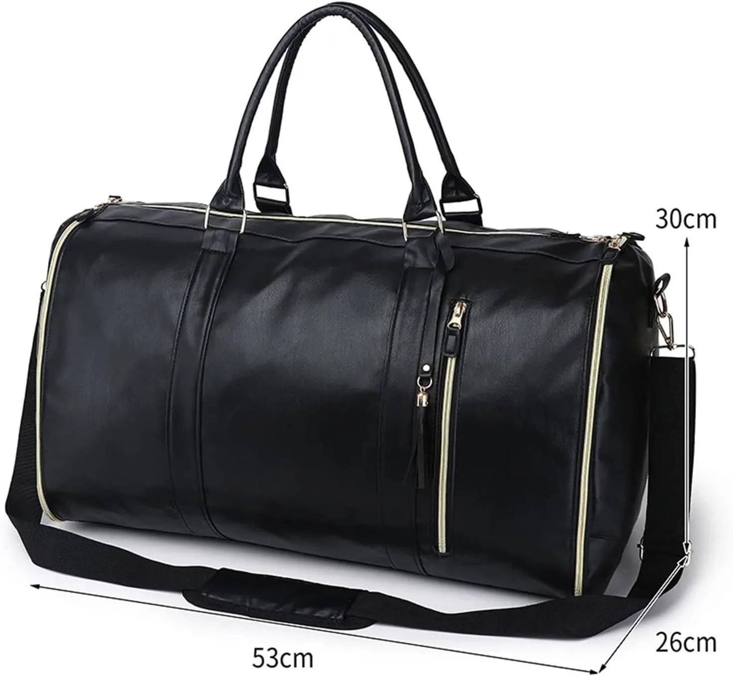 Convenient Travel Carry On Clothing Bag Large PU Leather Luggage Bag Fashion Travel Bag Suitable For Traveling, Business Trip, Outdoor(Beige)