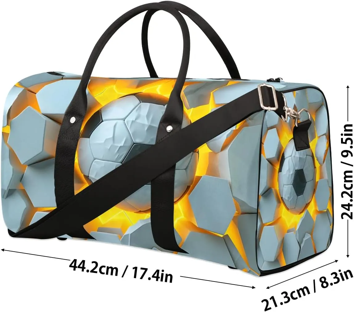 Cool Football Print Travel Duffel Bag for Women Men Waterproof Foldable Overnight Weekender Bag Large Capacity Sports Gym Bag