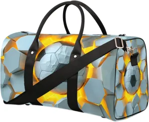 Cool Football Print Travel Duffel Bag for Women Men Waterproof Foldable Overnight Weekender Bag Large Capacity Sports Gym Bag