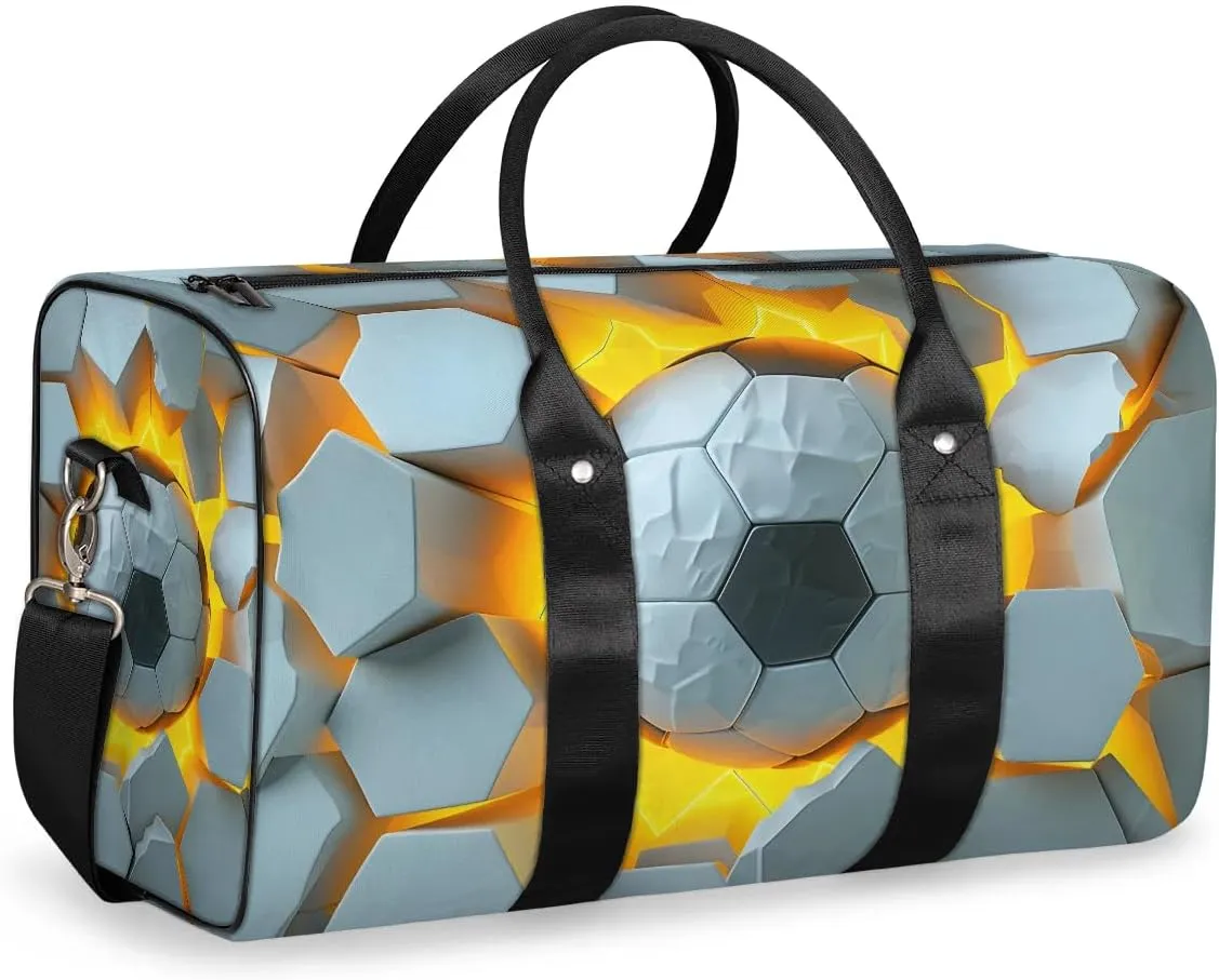Cool Football Print Travel Duffel Bag for Women Men Waterproof Foldable Overnight Weekender Bag Large Capacity Sports Gym Bag