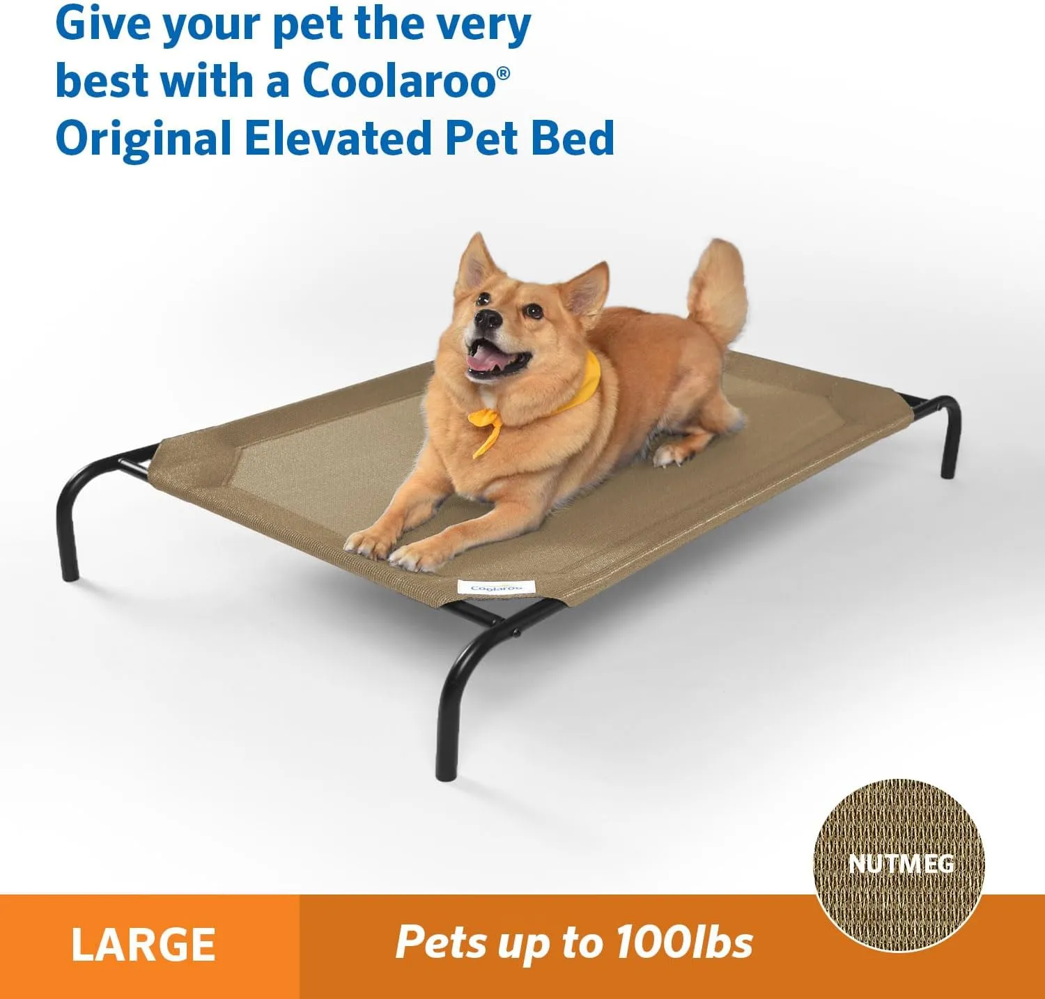 Coolaroo The Original Cooling Elevated Dog Bed, Indoor and Outdoor, Large, Nutmeg