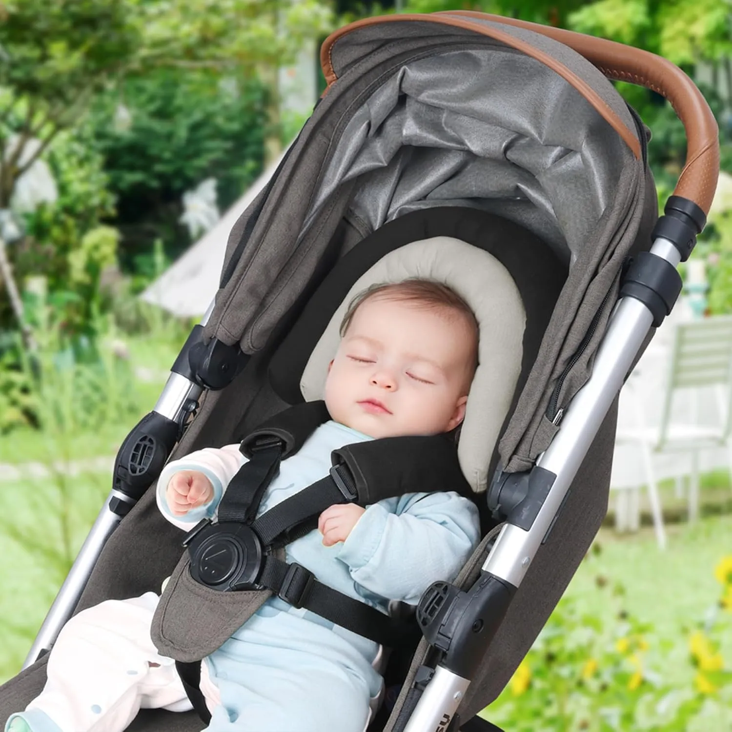 COOLBEBE Upgraded Babybody Support & Strap Covers Set for Newborn Infant Toddler - Extra Soft Breathable Car Seat Insert Cushion Pad, Perfect for Carseats, Strollers, Swing, Black