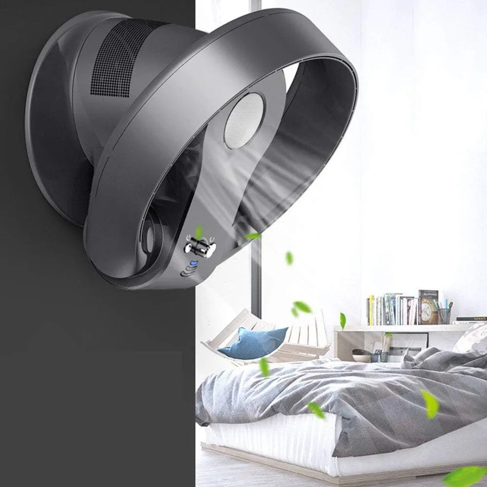 Cooling Fan with Air Multiplier technology Including remote control,More energy efficient Wall fan With sleep timer function - Innovative Oscillating Bladeless Fan, Black, Silver