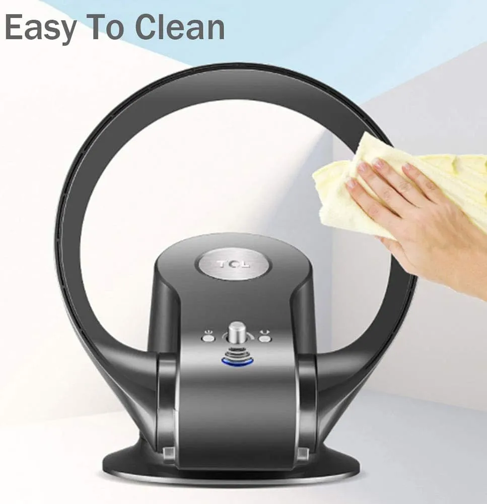 Cooling Fan with Air Multiplier technology Including remote control,More energy efficient Wall fan With sleep timer function - Innovative Oscillating Bladeless Fan, Black, Silver