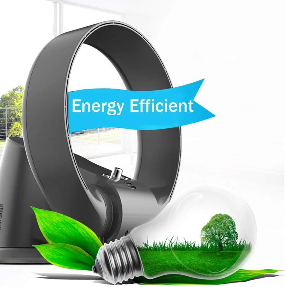 Cooling Fan with Air Multiplier technology Including remote control,More energy efficient Wall fan With sleep timer function - Innovative Oscillating Bladeless Fan, Black, Silver