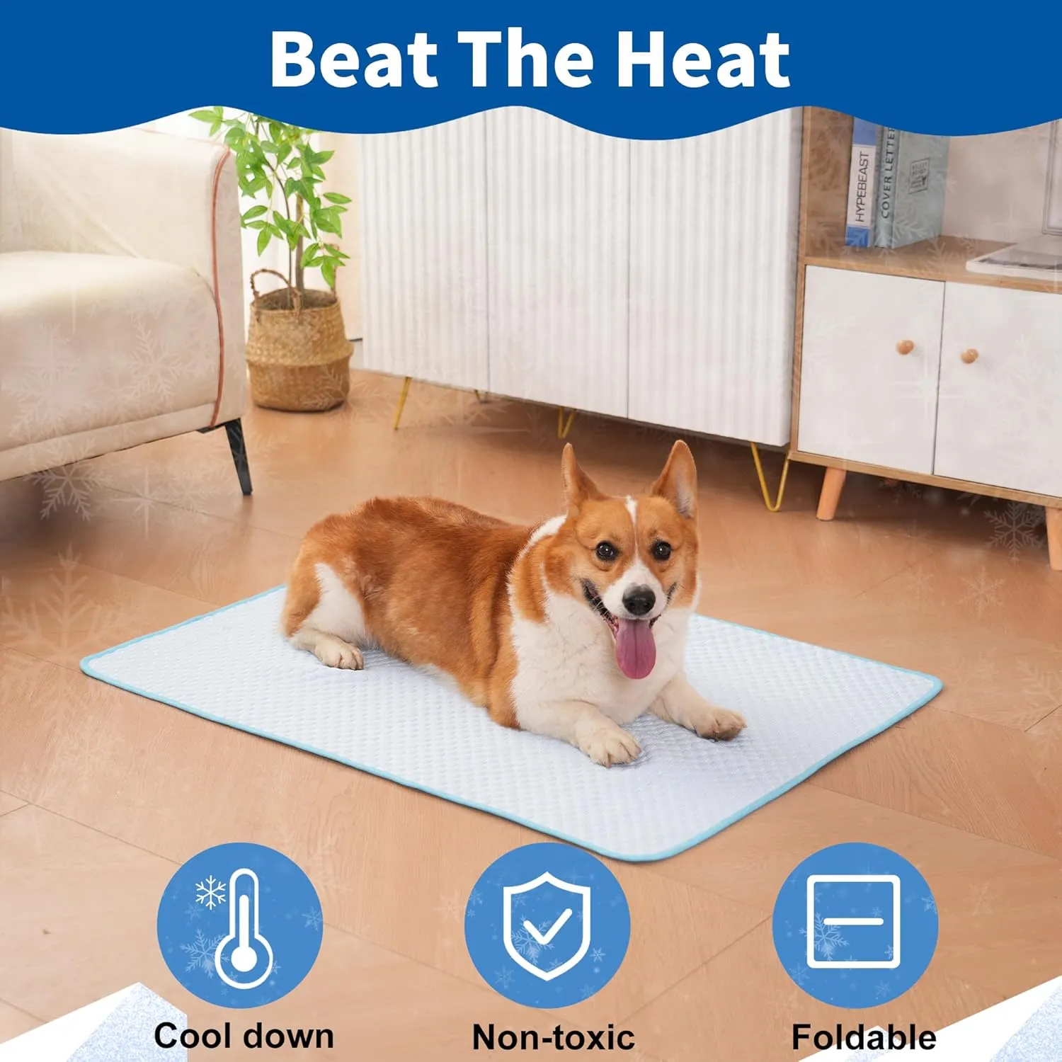 Cooling Mat for Dogs, 44"x32" Cats Cooling Mat, Premium Pets Cool Pad for Crate Kennel, Indoor Cats Cool Sleeping Bed, Q-MAX >0.45, Pets Cool Pad for Summer (X-Large)