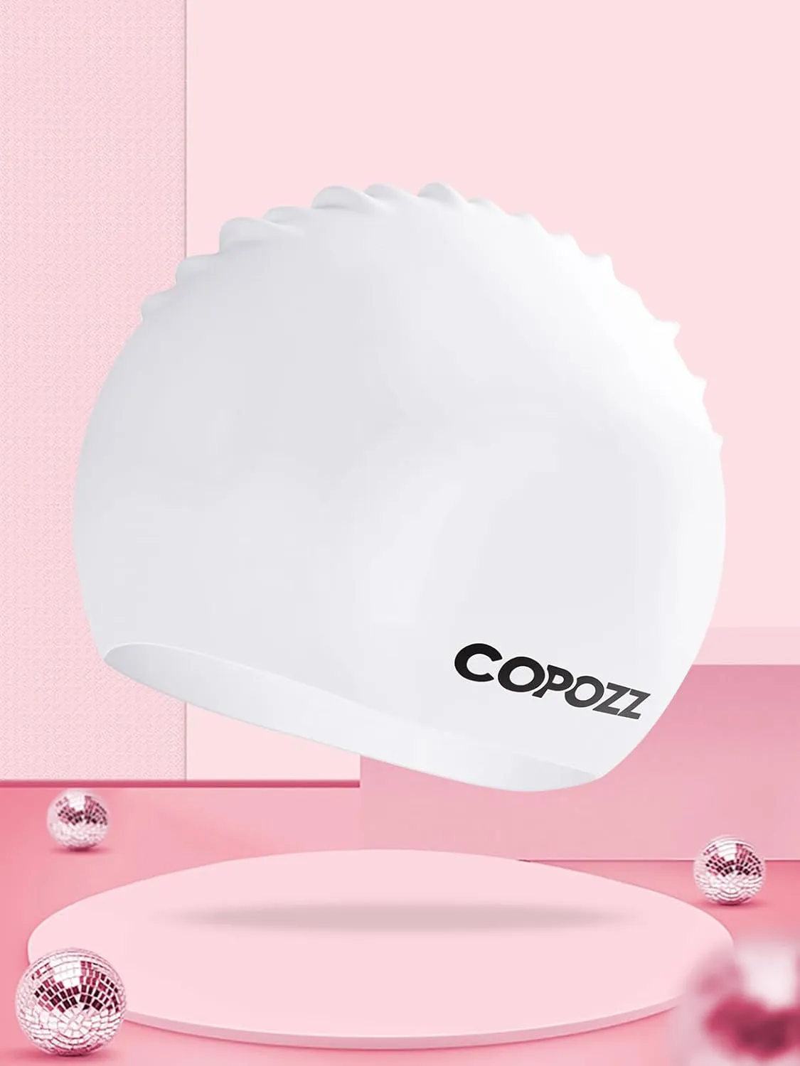 COPOZZ Adult Swim Caps, Silicone Waterproof Comfortable Swimming Cap for Women, Long and Short Hair