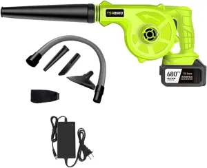 Cordless Air Leaf Blower and Vacuum Cleaner, Electric Handheld Garden Sweeper Cleaner with Nozzle Cleaning Attachment, 21V Lithium-ion Battery