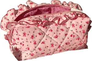Cotton Makeup Bag Makeup Bag Coquette Accessories Large Capacity Pouch Stylish Pouch Toiletries Bag Stylish Design Bag For Travel Outdoor Camping Hiking Women Girls Pink Flowers