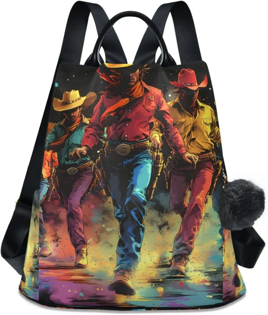 Cowboys Group Backpack for Women Anti Theft Large Fashion Travel Shoulder Bag Purse Rucksack Lightweight