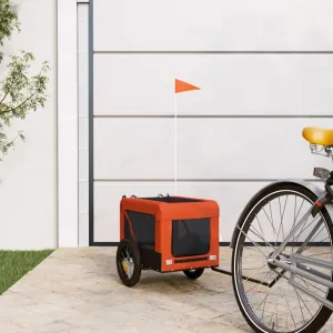 Cozy Pet Bike Trailer for Comfort & Safety, Durable Fabric & Iron Design, Outdoor Adventures, Orange and Black