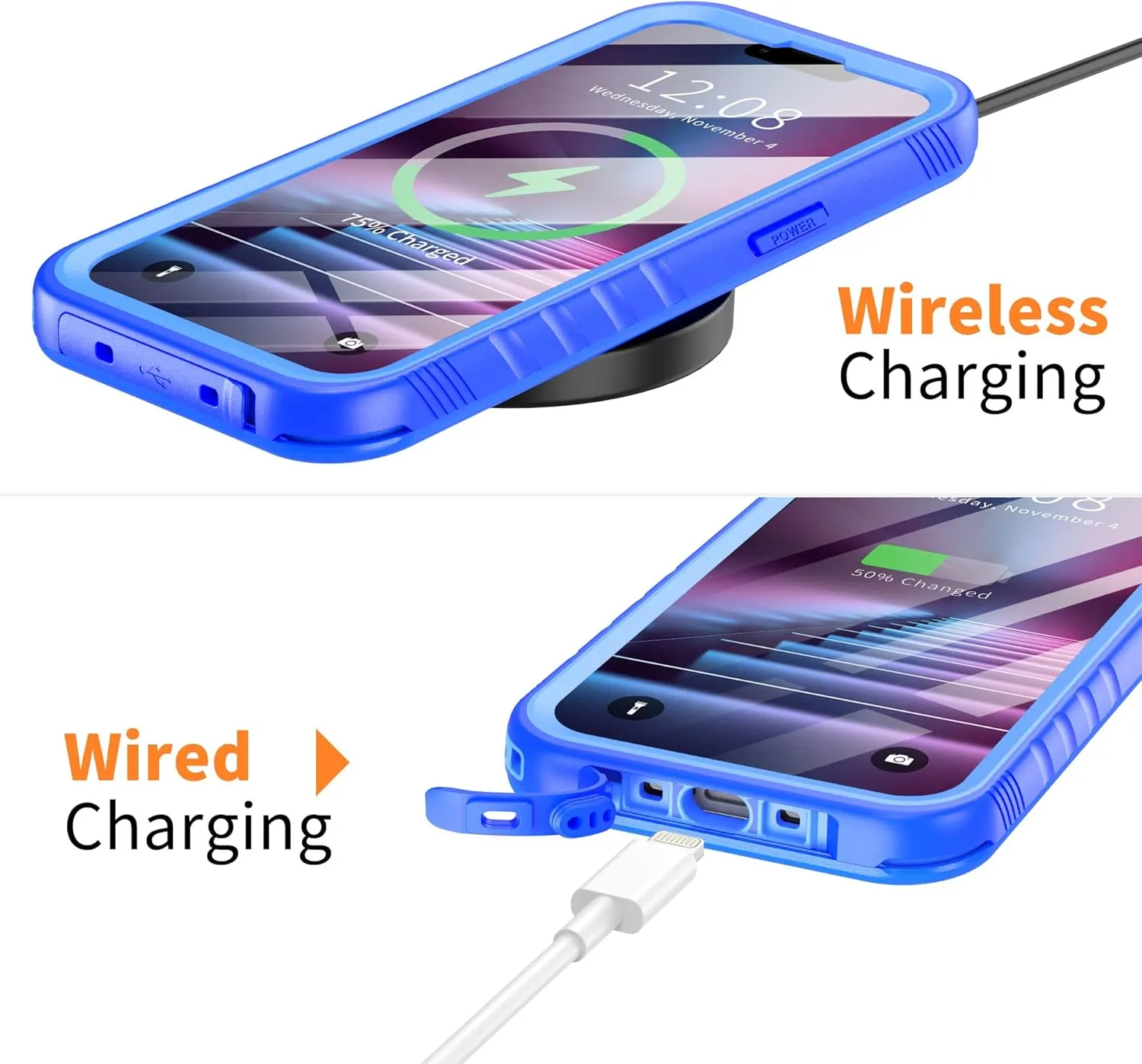 Cozycase Compatible with iPhone 14 Waterproof Case - Full Body Shockproof Dustproof Dropproof Built in Screen Protector Rugged Waterproof Case for iPhone 14 6.1 Inche Blue