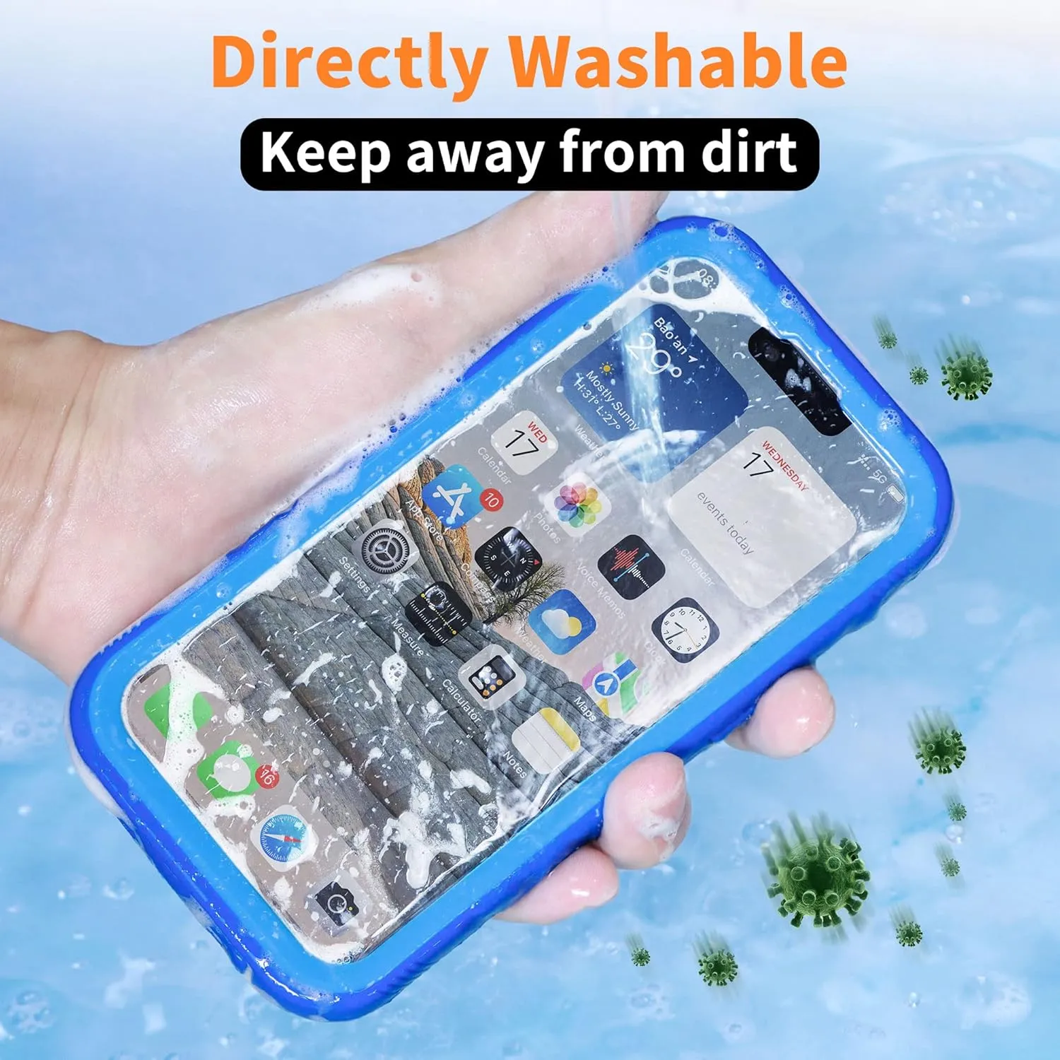Cozycase Compatible with iPhone 14 Waterproof Case - Full Body Shockproof Dustproof Dropproof Built in Screen Protector Rugged Waterproof Case for iPhone 14 6.1 Inche Blue