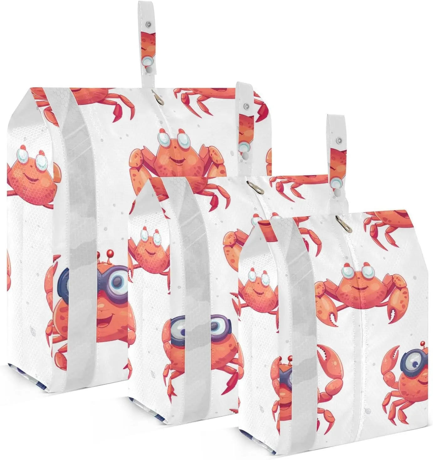 Crabs Travel Storage Bag with Lanyard - Portable Lightweight Classified Storage Bag with Zipper, Dust and Waterproof Travel Packing Cube for Suitcase,3 Pieces