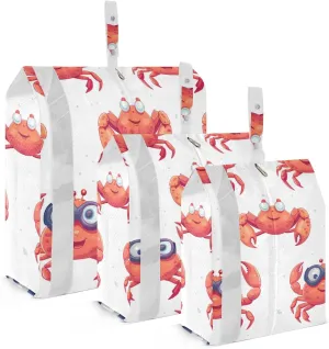 Crabs Travel Storage Bag with Lanyard - Portable Lightweight Classified Storage Bag with Zipper, Dust and Waterproof Travel Packing Cube for Suitcase,3 Pieces