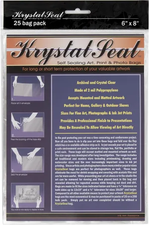 Creative Mark Krystal Seal ATC Art and Photo Bags - Archival Polyethylene Sealing Bags for Paintings, Artwork and Photo Storage - 6 x 8"- Pack of 25