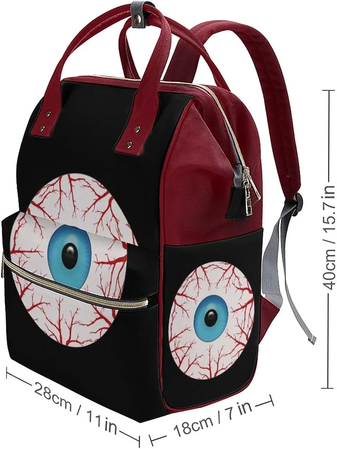 Creepy Bloodshot Eyeball Durable Travel Laptop Hiking Backpack Waterproof Fashion Print Bag for Work Park Red-Style