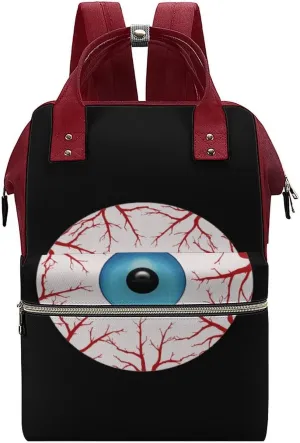 Creepy Bloodshot Eyeball Durable Travel Laptop Hiking Backpack Waterproof Fashion Print Bag for Work Park Red-Style