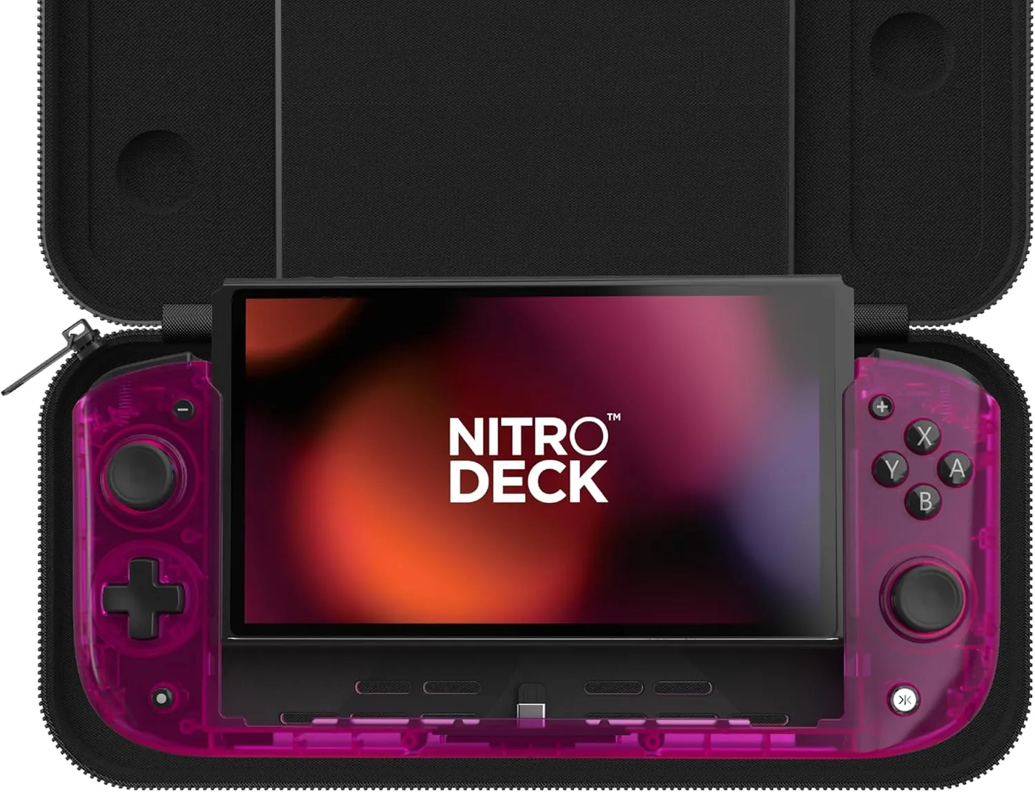 CRKD Nitro Deck Crystal Collection with Carry Case - Professional Handheld Deck with Zero Stick Drift for Nintendo Switch and Switch OLED (Crystal Pink)
