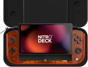 CRKD Nitro Deck Crystal Collection with Carry Case - Professional Handheld Deck with Zero Stick Drift for Nintendo Switch and Switch OLED (Orange Zest)
